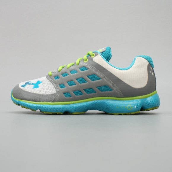 Under Armour Ladies 6.5 Micro G Gray White 4D Foam Running Sneakers 1236543-100 - Picture 2 of 12